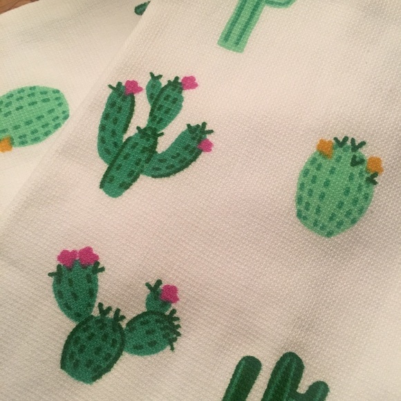 Cactus Blossom Flower Kitchen Towels Pink Yellow - Picture 5 of 5